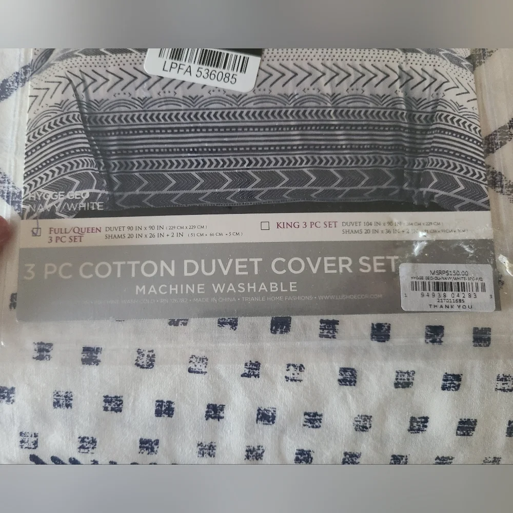 NWT Lush Decor Duvet 3-Piece Set Full/Queen